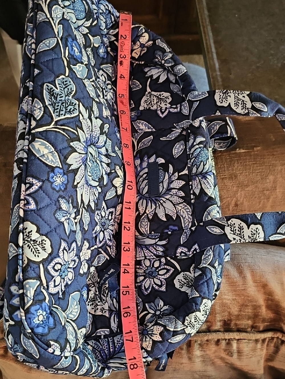 Vera Bradley Navy Blue Floral Quilted Travel Bag - Picture 14 of 16